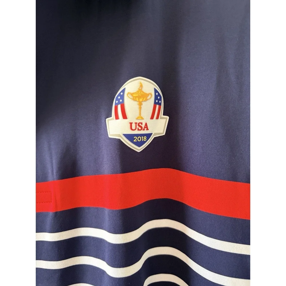 RLX Ralph Lauren 2018 Ryder Cup USA Golf Polo Shirt Mens Size Large L Blue